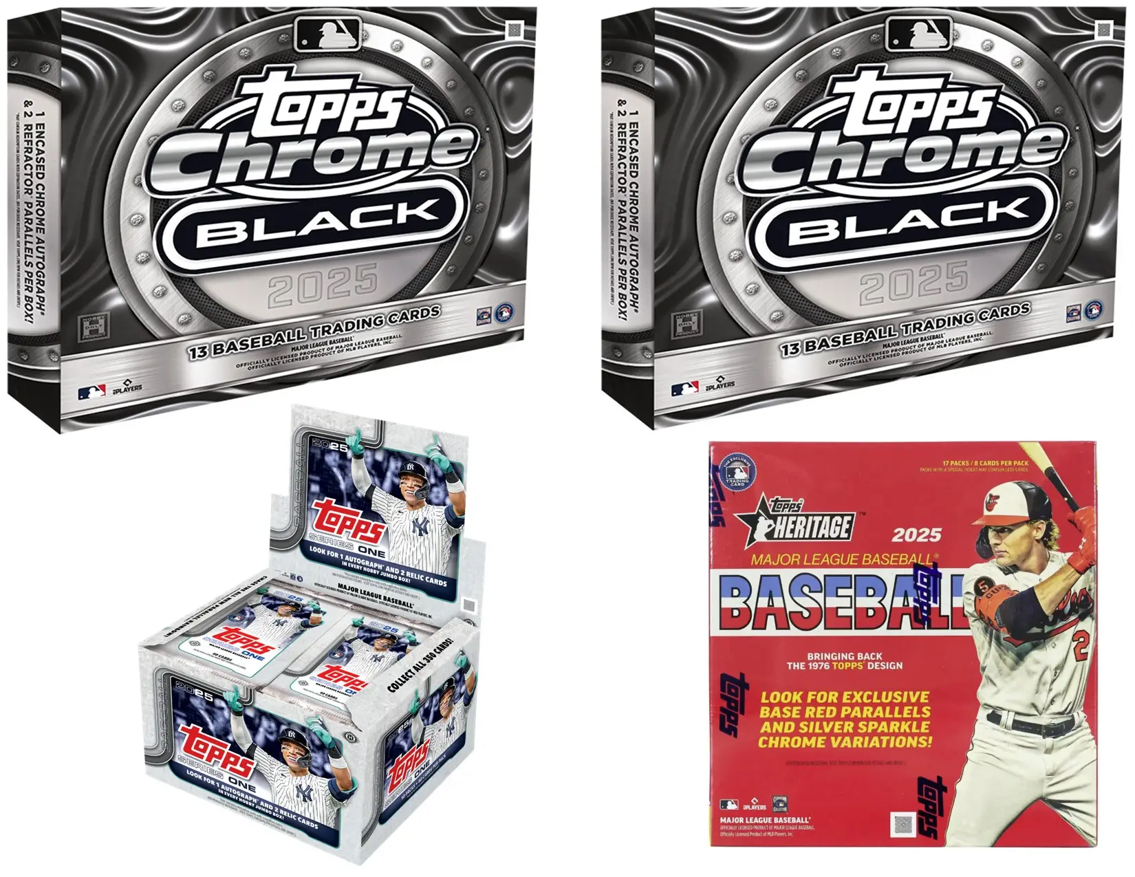 2x 2025 Topps Chrome Black hobby box & 1x 2025 Topps Series 1 Jumbo box & 1x 2025 Topps Heritage Mega box - PYT break - 4 total boxes - 250505-2