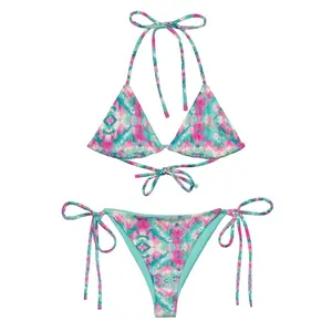 Tropical Floral Triangle Bikini Set Swimsuit - Stylish Swimwear for Beach Lovers!