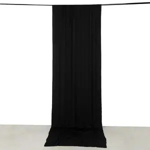 Black 4-Way Stretch Spandex Backdrop Drape Curtain, Wrinkle Free Event Divider Panel with Rod Pockets - 5ftx14ft