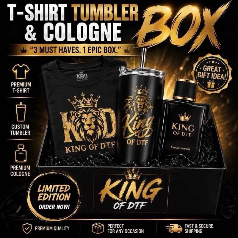 King Bundle Box - unisex T-Shirt, Fragrance Cologne, and Insulated Tumbler Set