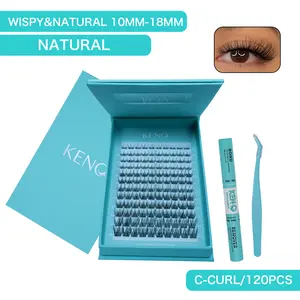 Keno Glue-On Lash Clusters Kit – DIY Lash Extensions with Bond, Waterproof, 3–7 Day Hold, Soft & Weightless Fluffy Lash Segments