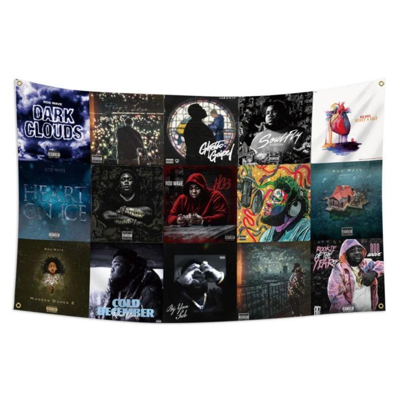Rod Wave Collage Tapestry Flag 3x5 FT Vibrant Music Poster Wall Hanging ...