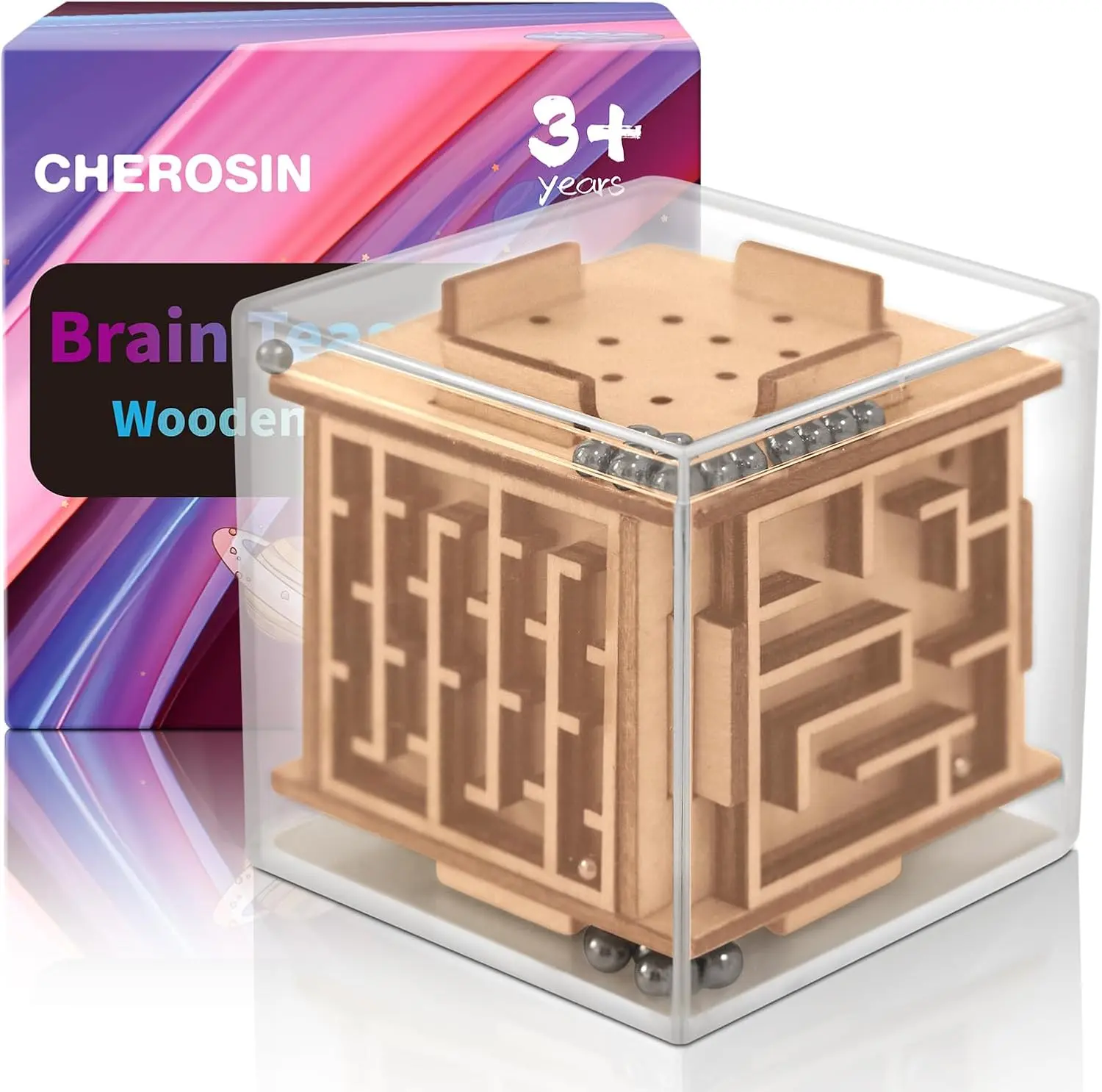 3D Wooden Fidget Puzzle Cube for Kids & Adults – 6-Sided Handheld Brain Teaser Maze Game for Stress & Anxiety Relief – Travel-Friendly Magic Cube Fidget Toy – Perfect Back to School Gift & Christmas Stocking Stuffer