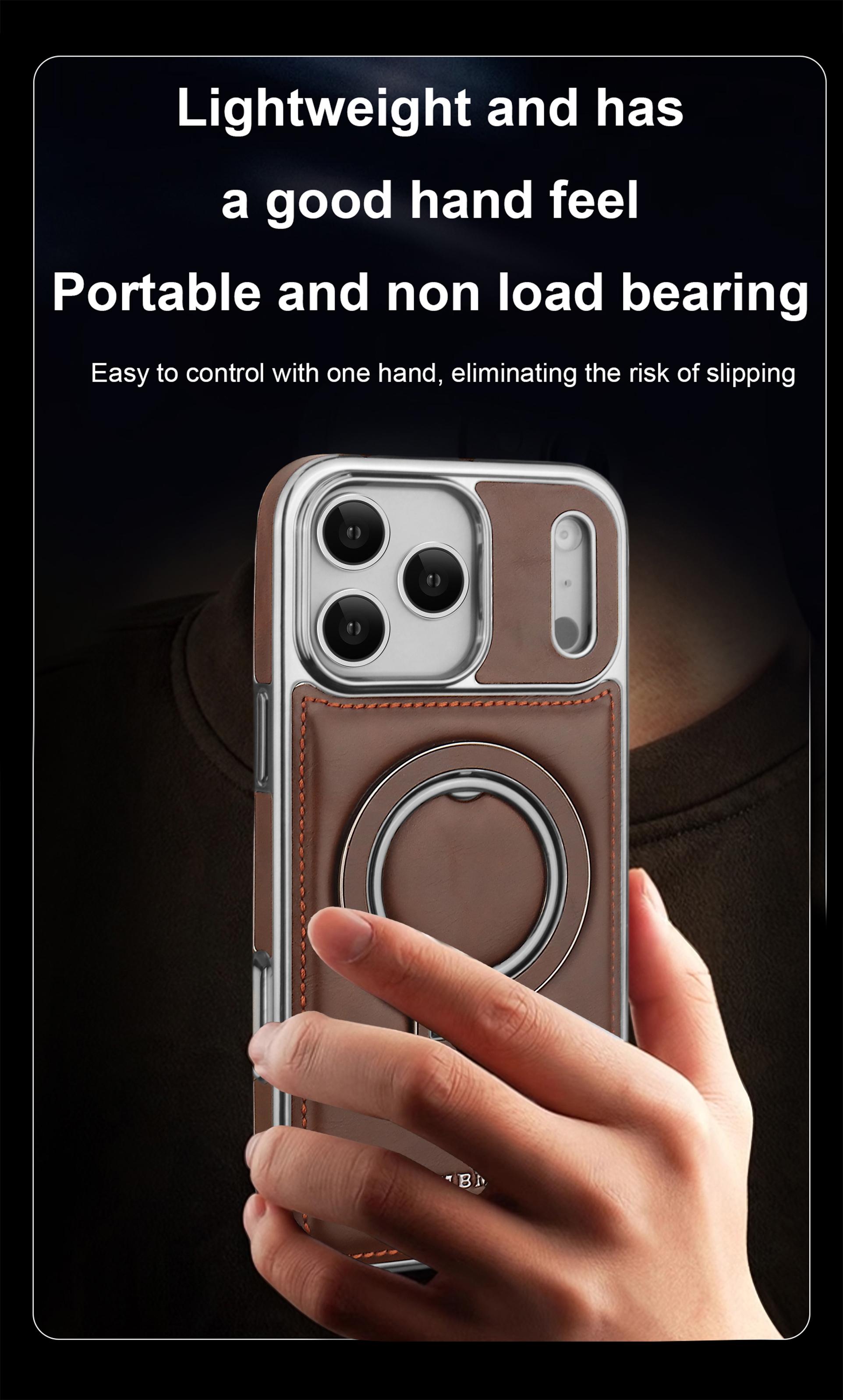 For iPhone 17ProMax Rotating Magnetic Stand Phone Case, High-end Plain Leather Texture iPhone16/iphone15Plus Light Luxury Business, Full Shockproof iphone14/iphone13/iphone12Pro Advanced Sense Protective Case for Men and Women