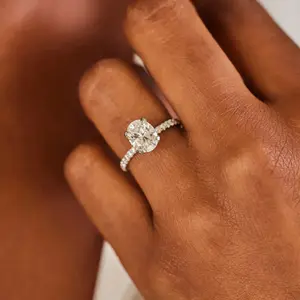 The Aspen Solitaire 2ct Certified Oval Cut Diamond Ring, Lab Grown Diamond Engagement Ring, 14KT, 18KT, Plat, Handmade