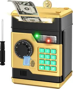 Automatic Electronic Piggy Bank for Kids Password & Fingerprint Unlock Safe Money Saving Toy for Boys & Girls Real Money Storage