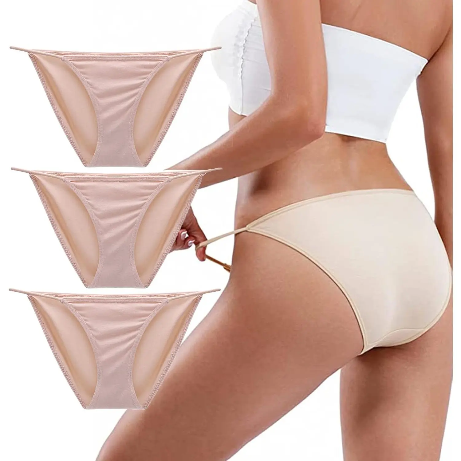 Women's Low-Rise String Bikini Panty Stretch Hipster Briefs 3 Pack