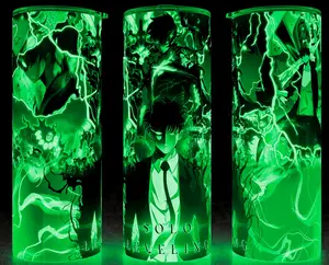 Glow in the Dark Solo Leveling Sung JinWoo - Igris - Shadow Monarch Anime Cup Mug Tumbler 20oz with Lid and Straw - Elegant Drinkware for Anime Fans - Perfect for Hot or Cold Drinks! Stainless Steel. Flasks Plastic Stylish Beverage