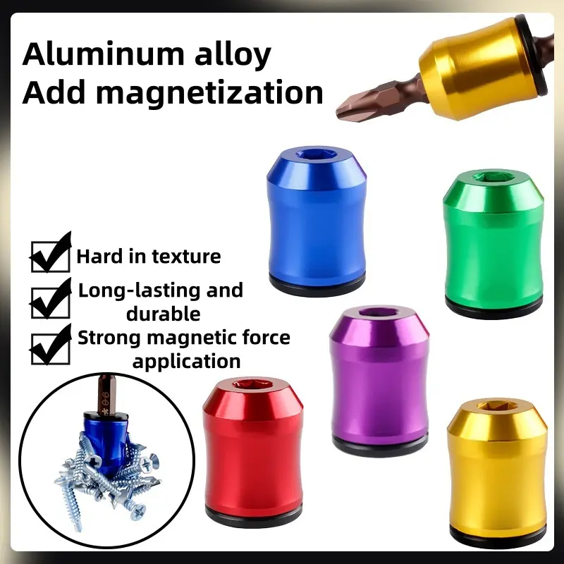 1 piece of universal screw ring magnetizer: tool 6.35mm hexagonal handle aluminum alloy high hardness strong magnetic adsorption+demagnetization, suitable for industrial practitioners/DIY operations, Hand Tools, Magnetic screwdriver tools