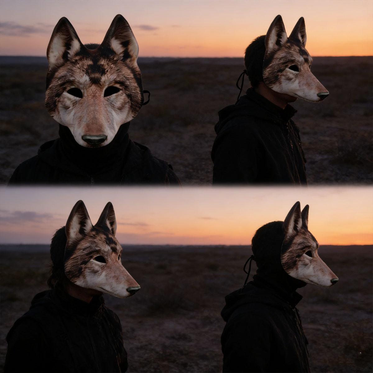 animal head mask,Realistic wolf head 3D mask with lifelike fur texture and pointed ear shape, suitable for Halloween themed party role-playing costume accessories