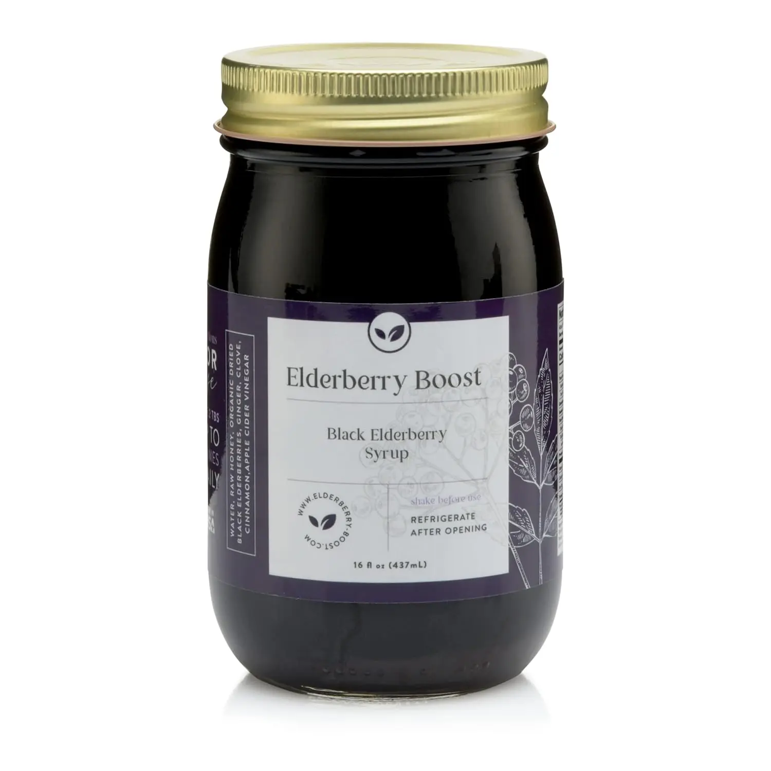 Elderberry Boost - Organic Elderberry Syrup with Raw Honey - Made for Kids & Adults (16 oz)