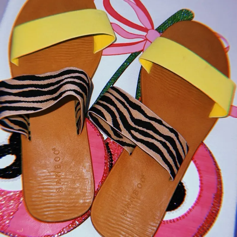 Neon Sandals with Tiger Print