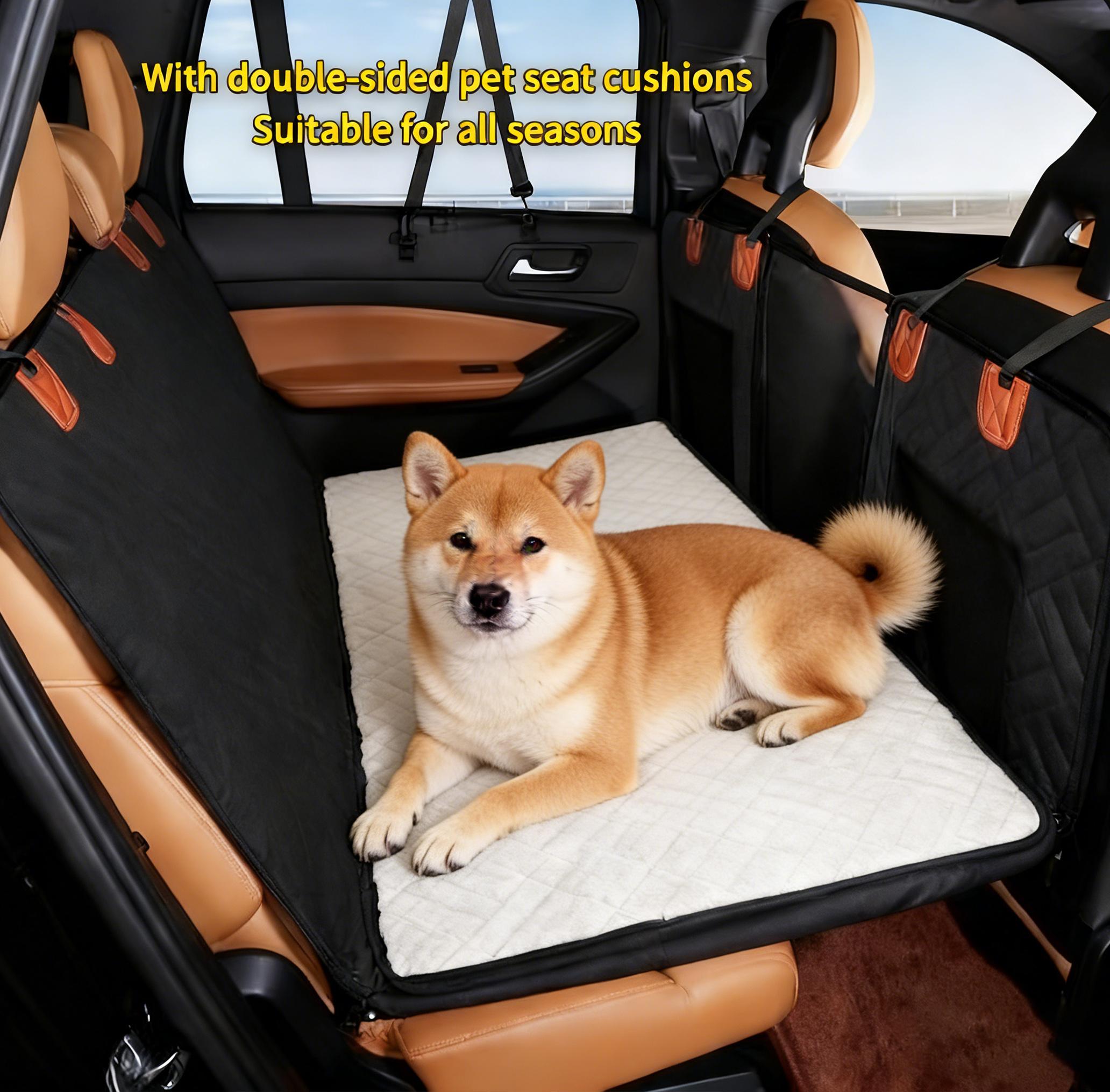 Back Seat Extender with With double-sided cushioning,Dog Seat Cover for Back Seat,Hard Bottom Car Seat Cover for Dogs,Dog Hammock for Car,Back Seat Pet Cover for Dogs(Black,for Car/SUV/Small Truck)