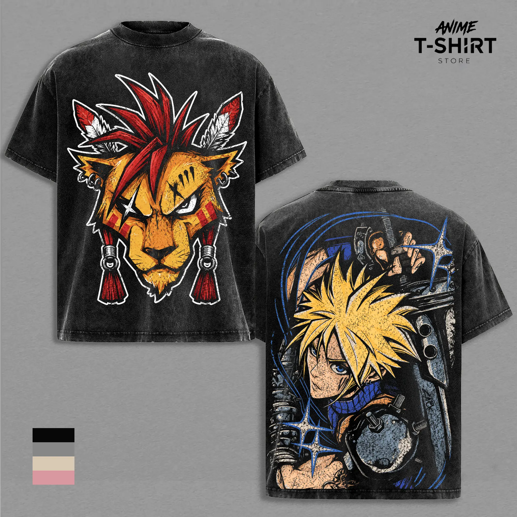 Cloud Strife Final Fantasy VII Vintage Washed Shirt, Buster Sword Anime Graphic Tee, Gamer Streetwear Gift for RPG Fans