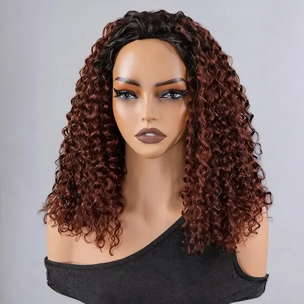 【NEW】ISEE HAIR Water Wave Wear Go Half Wig – 1B To Reddish Brown Ombre Color Glueless Human Hair Snug Fit Natural Blend Beginner Friendly Hairpiece No Leave Out Flip Over Wig Summer Hairstyles Budget Friendly Wig#SoHoChic#