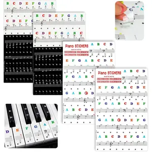 1 count Removable Piano Keyboard Stickers for 88/61/54/49 , Colorful Piano Keyboard Notes Labels Piano Key Stickers for Beginners, Eye-catching Keyboard Letters