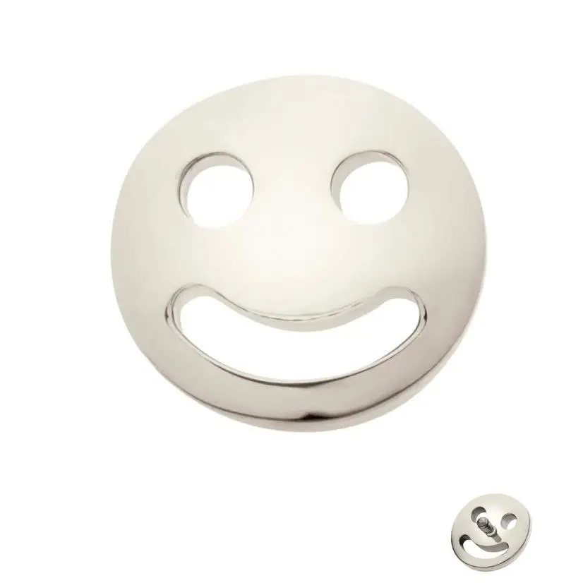Smiley Body Piercing Jewelry, Internally Threaded Titanium Top