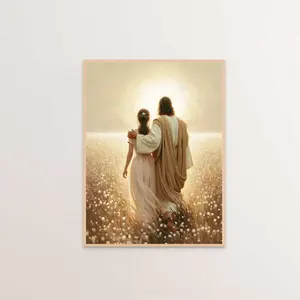 Lead the Way, Christian Art, Jesus Walking with Woman, Picture of Jesus and Girl, Bible Painting, Christian Painting, Bible Prints, Unframed | 5 Size, 8x12 to 27x40 inch