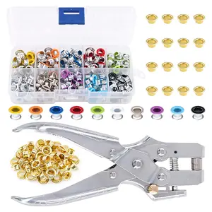 300 count 10 Colors 3/16 inch Metal Grommets Kit and 1 count Eyelet Hole Punch Pliers with 100 count  Grommets, Metal Eyelets Kits Shoe Eyelets Grommet Sets for Leather Fabric Belt Clothes
