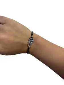 Protect Your Posse - CZ Feather Bracelet on Black Chain