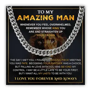 To My Love Man Cuban Chain Necklace, Husband Necklace from Wife, Necklace for Boyfriend, Mens Cuban Chain Necklace for Fiance, Men Necklaces for Him, Gifts for Men, Birthday Gifts for Boyfriend Husband
