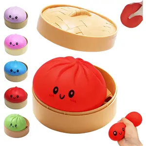 Glitter Dumpling Squishies,2026 New Dumpling Squishy Mystery Box,Colorful Dumplings Stress Balls Fidget Sensory,Squeeze Dough Ball Stress Relief Hand with Food Steamer Stretchy Desk