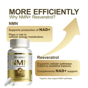 Aidevi NMN 1000mg NAD+ Support Supplement with Resveratrol for Energy & Healthy Aging 99% High-Purity Formula - Vitamin, Healthcare
