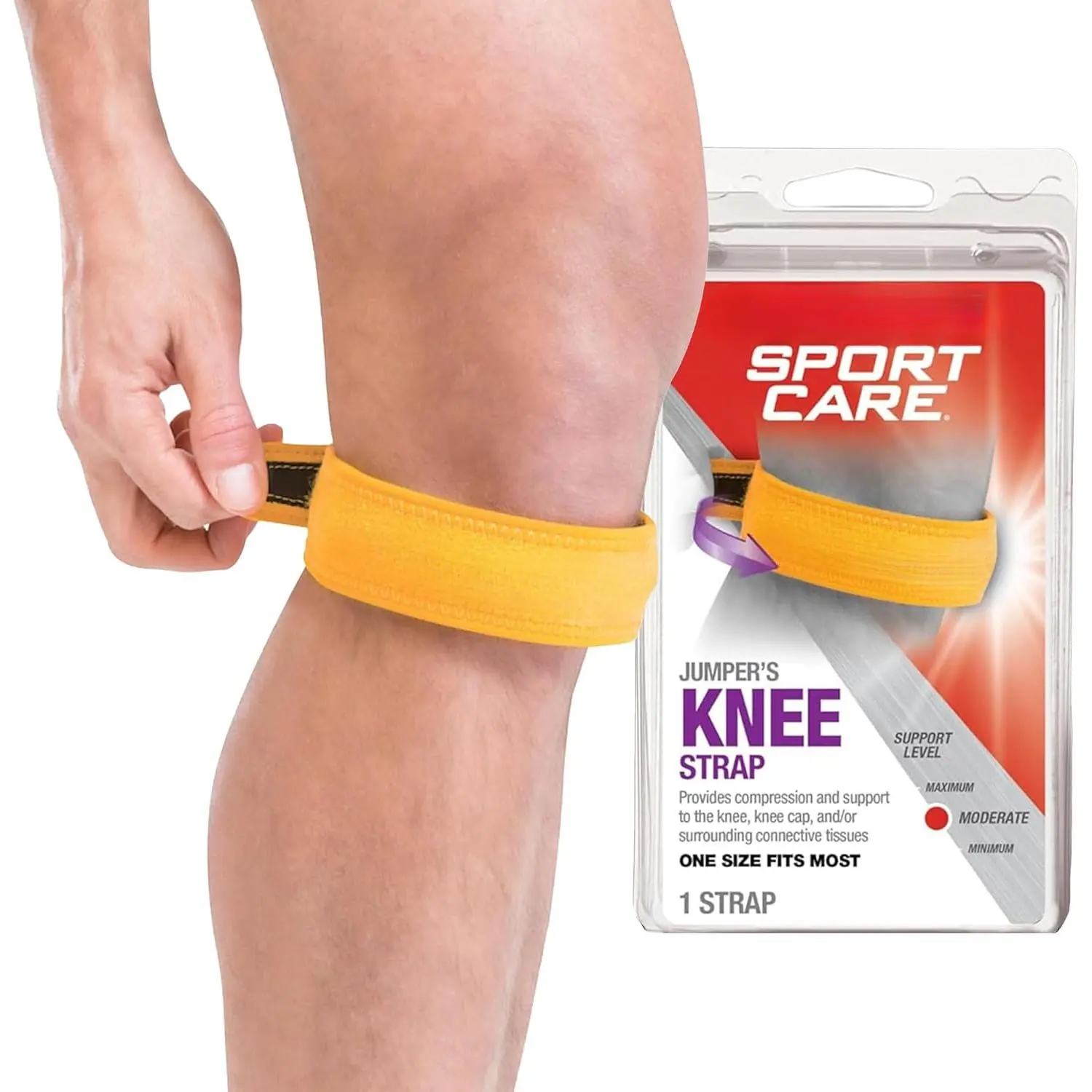 Sports Medicine Jumper's Knee Single Strap for Men and Women, Knee Compression and Pain Relief Support, Ideal for Osgood-Schlatter's, Patellar Tendinitis, One Size