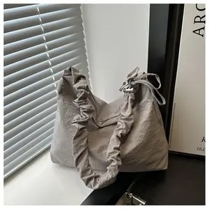 2025 Autumn Tote Bag - Extra Large Plain Canvas Crossbody Bag, Wrinkled Handle, Lightweight & Durable