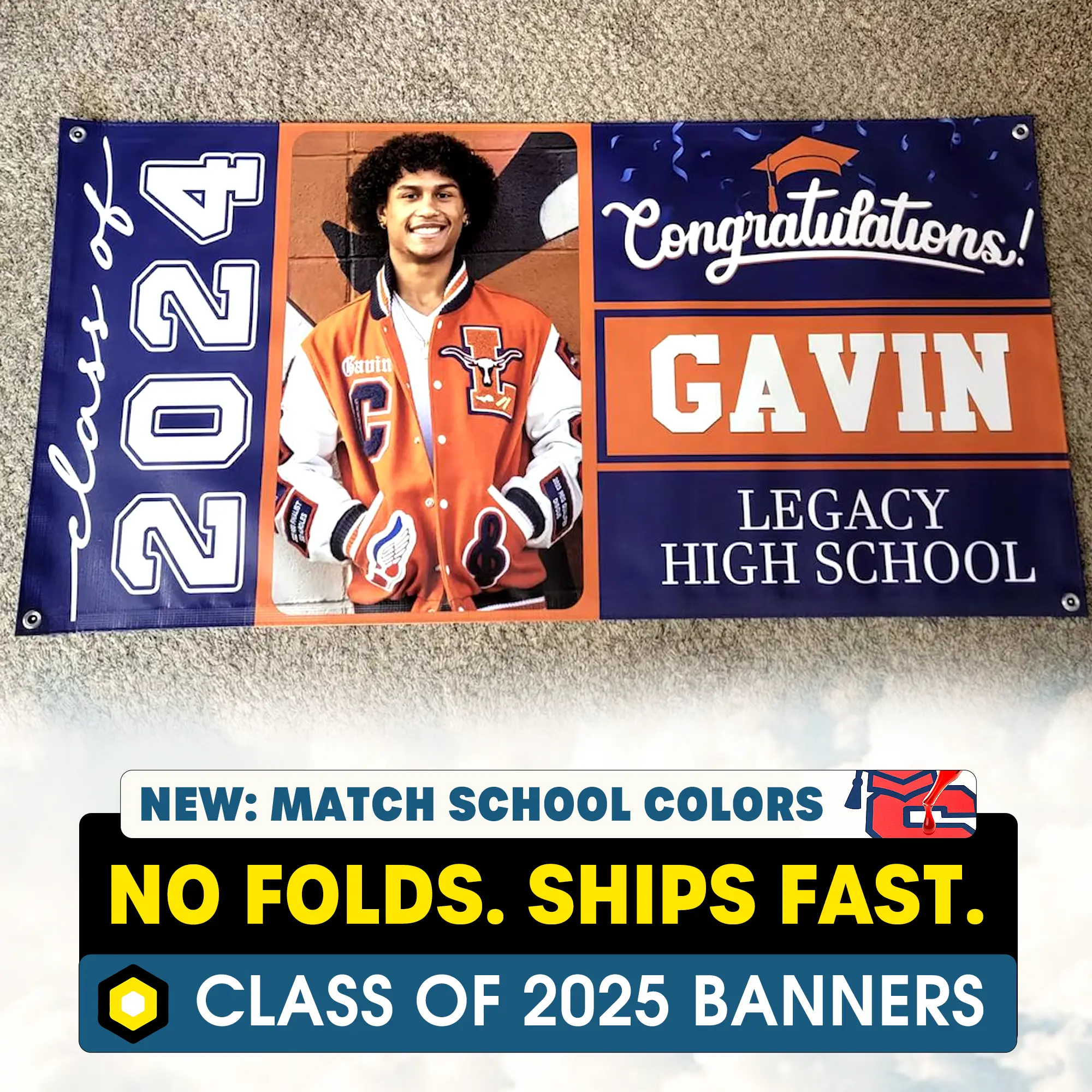 Personalized Class of 2026 Graduation Vinyl Banners - Custom Multi-Size Photo Backdrops (10ft-48"x120", 2ft-12"x24") with 20 Vibrant Colors, Outdoor Party Festive Supplies for Achievement Celebrations