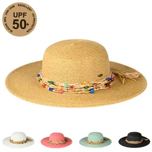 C.C Wide Brim with Colorful Embellishment Trim for Women