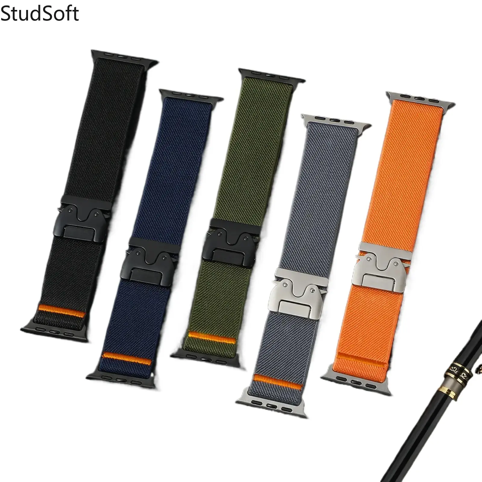 Stretchy Nylon Watch Band Compatible with Apple Watch Ultra 3 2 Series 10 11 9 Elastic Parachute Buckle Solo Loop Strap 49mm 45mm 46mm 44mm 41mm 42mm