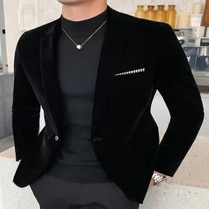 Men'S Solid Color Velvet Blazer Jacket