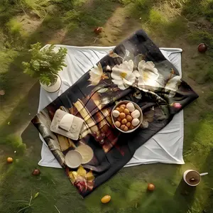 1 piece Ancient books and white flowers, a tranquil ambiance themed flannel blanket - All-season flannel blanket, suitable for sofas and beds, super soft and comfortable, modern design, digitally printed pattern, 100% polyester material, machine