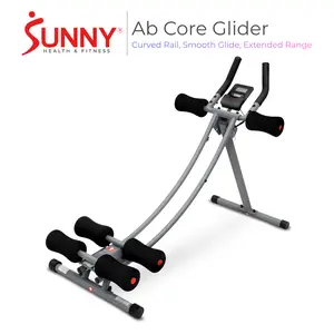 SUNNY Curved Rail Ab Core Glider Machine Extended Range 220 LBS Weight Capacity Home Gym Abs Trainer Adjustable Incline Ab Crunch Workout Machine Core Strength Belly Fat Exercise Equipment Smooth Glide Abdominal Trainer Fitness Cardio Comfortable Padding
