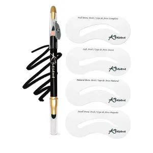Khasana Brow Shaping Kit Definer, Eyebrow Stamp Stencil Kit with Waterproof Pencil Dual-ended, Brow Creamy Liner with Sharpener and Sponge Applicator