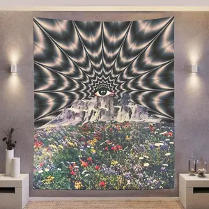 Abstract Mountains and Flowers Pattern Tapestry, Wall Hanging for Bedroom & Home Office Decor, Includes Free Installation Package, Perfect Gift for Friends