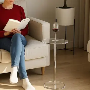 Acrylic Small Space Sofa Side Table, Living Room Drink Tray/traffic Table, Modern Accent Tables, Detachable Easy Assembly, Modern Design, 1 Piece