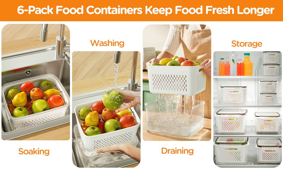 4/5/6/8 Pack Premium Food Storage Containers - Airtight, Leak-Proof, Microwave, Oven, Freezer and Dishwasher Safe - BPA Free, Stain-Resistant, Easy-Clean Design for Meal Prep and Bento Boxes,Fridge Organizers Stackable Plastic Durable Solid Set Kitchen