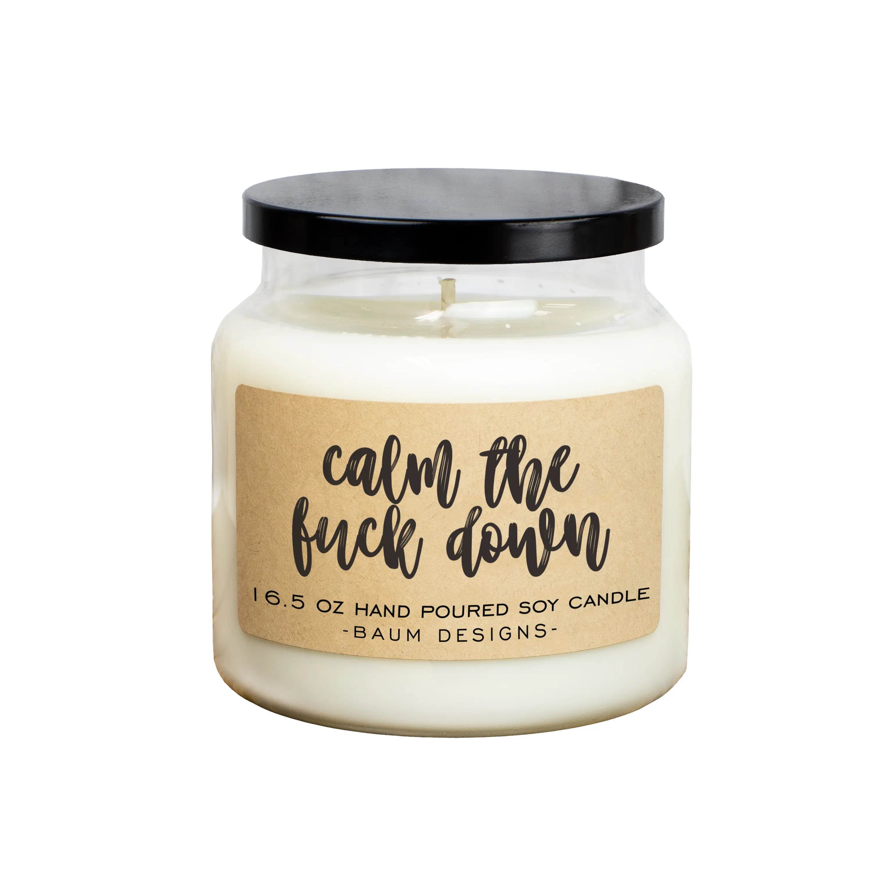 Calm The Fuck Down Soy Candle - 16.5oz | Baum Designs | Unique Funny Christmas Gift