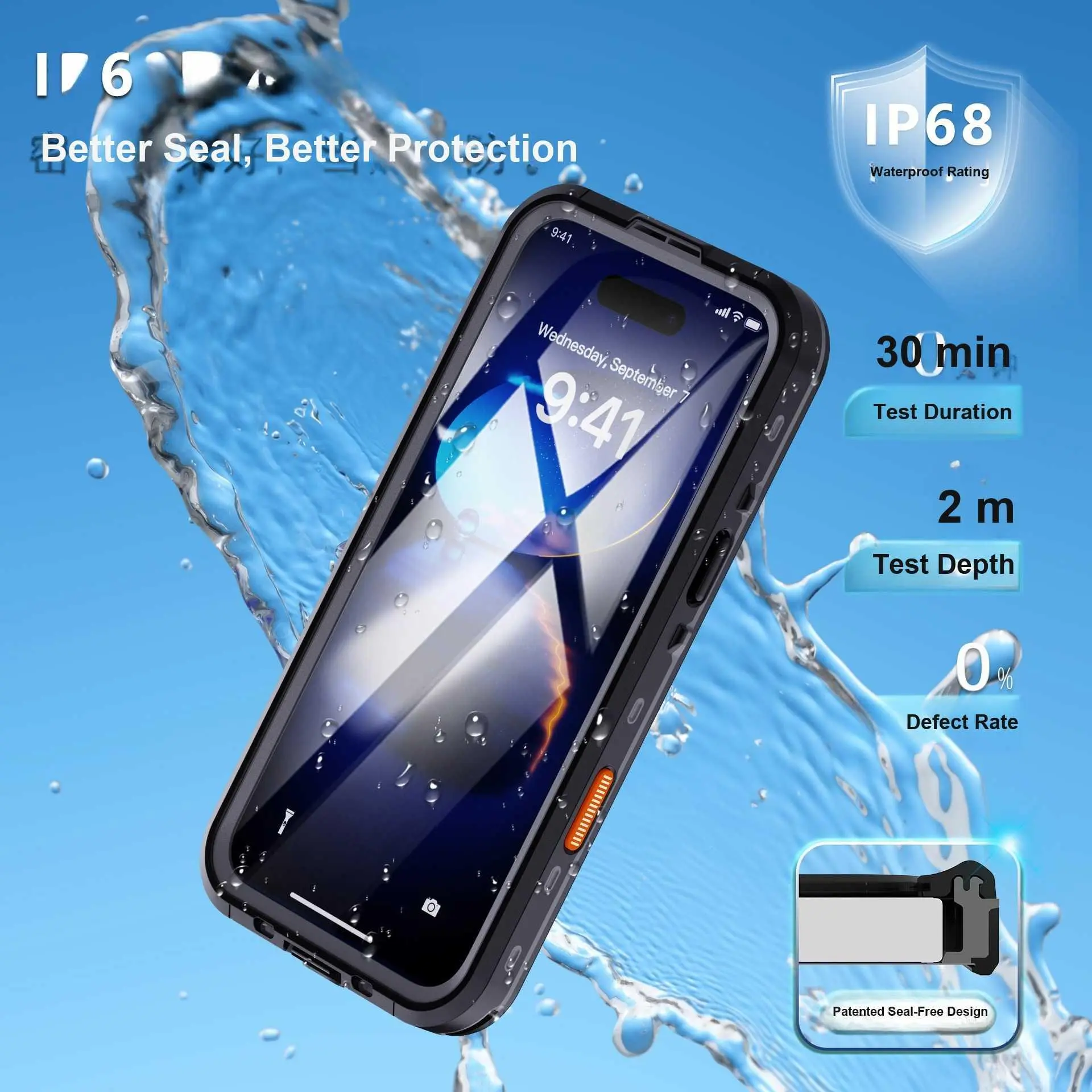 For iPhone 16 Pro Max Redpepper Waterproof Case Transparent Back Cover Outdoor Diving Case Drop-Proof Phone Case HNAQ78trgawed