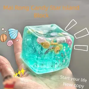 Soft maltose cube stress-relieving toy - Transparent and soft star-shaped stress-relieving toy, soft textured cube-shaped toy with simulated texture, elastic stress relief learning item, squeezing toy, Stress Relief Decoration