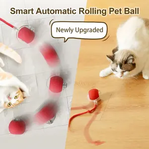Smart Interactive Play Automatic Rolling Ball Toy for Cats and Dogs, 360° Rotational Motion Rotating Electric Pet Toy, Fake Tail Feature and Mouse Mimicry Design, Indoor Fun