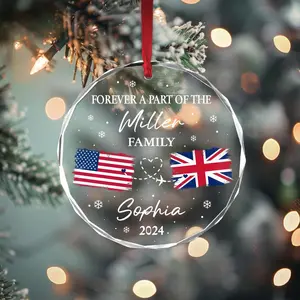Personalized Long Distance Ornament Exchange Student Keepsake Gift For Foreign Exchange Students Two Countries Ornament Moving Away Gift
