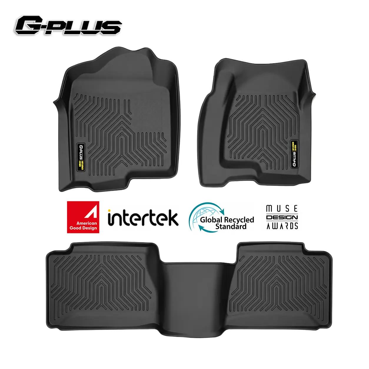 G-PLUS Vehicle-Specific Fit TPE Truck Floor Liners (3pcs) - Truck Floor Mats, Extended Cab Compatible, for Chevy Silverado/GMC Sierra 1500 (1999-2006), GMC Sierra 1500 Classic (2007), 2500 (2001-2004), 2WD/4WD, All Weather, Improved Traction, Synthetic