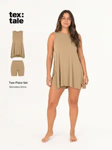TexTale Women’s Cooling Ribbed Lounge Set Crewneck Drop Shoulder 2 Piece Outfit