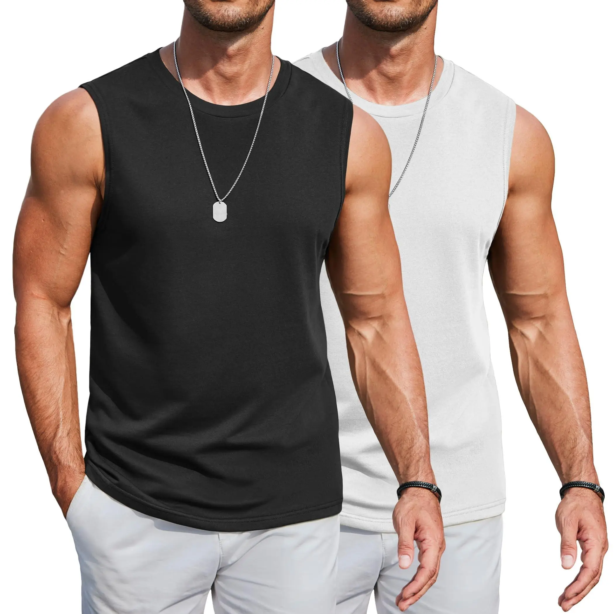 COOFANDY Men‘s Vests Workout Tank Tops Cotton 3 Pack Soft Muscle Shirt Sleeveless Classic T Shirts Gym Athletic Tank