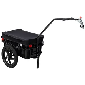 Utility Bike Cargo Trailer with Support Bar, 600D/900D PVC Waterproof Cover, Removable Storage Box for Shopping, Camping
