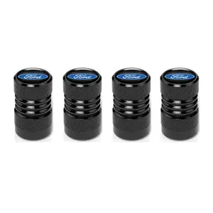4PCS Tire Valve Caps for Ford – Black Aluminum Alloy Waterproof Dustproof Air Stem Covers for Mondeo Edge Explorer Car Rim