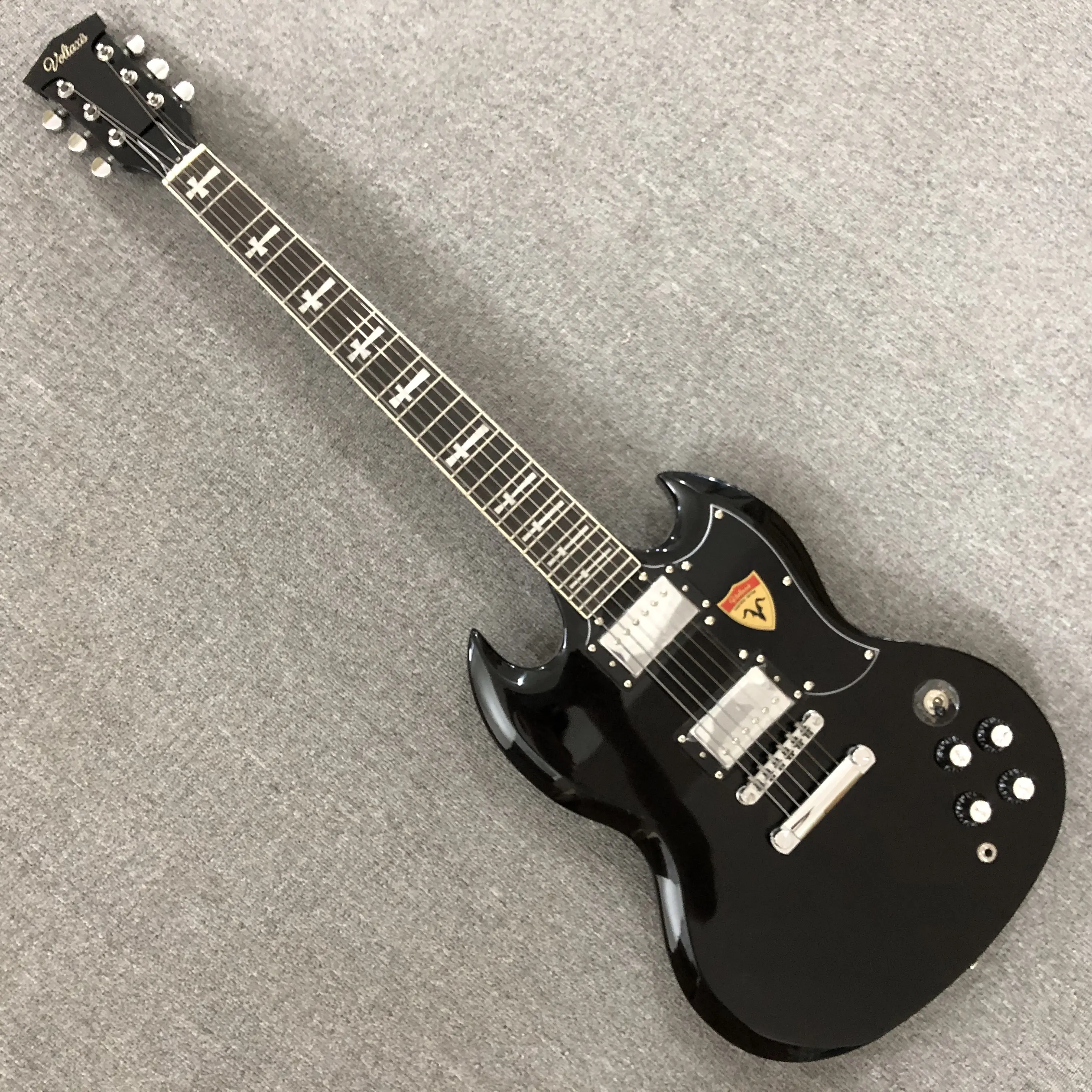 Black SG Electric Guitar 6 strings 22-Frets Mahogany Body, Rosewood Cross Fingerboard,HH pickups